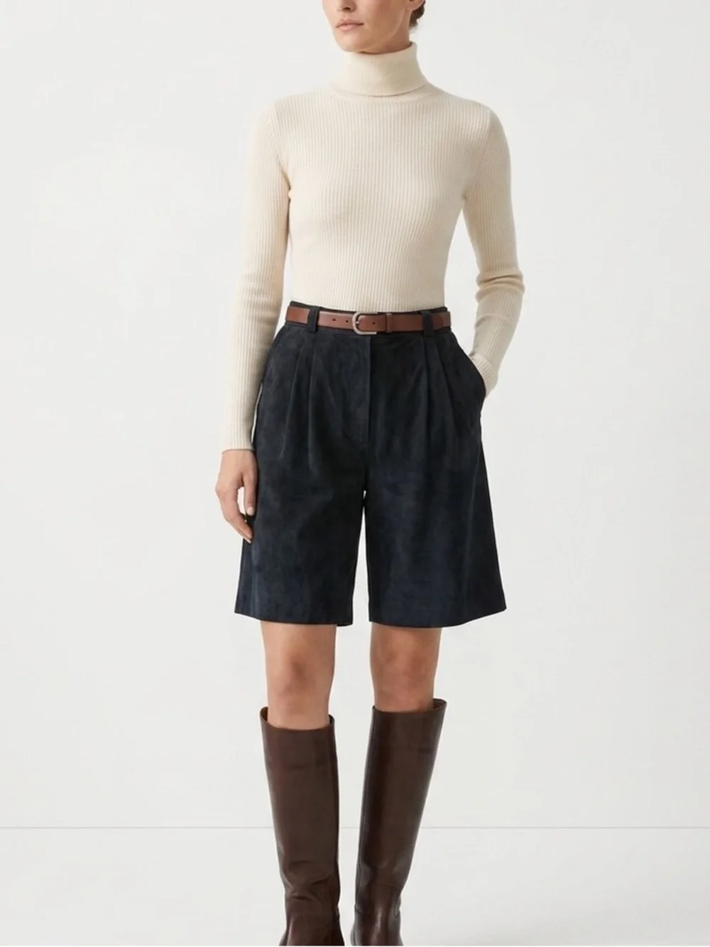 Dont Stop Classic Vintage Suede Pleated Shorts Black High Rise 14 Retro